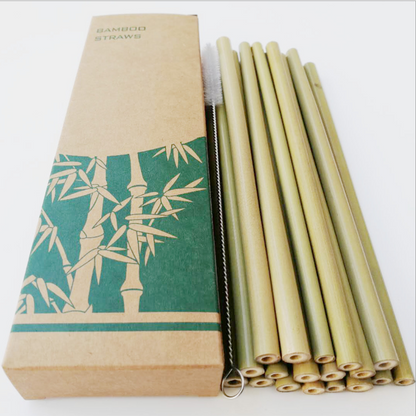 Green Yellow Bamboo Straw