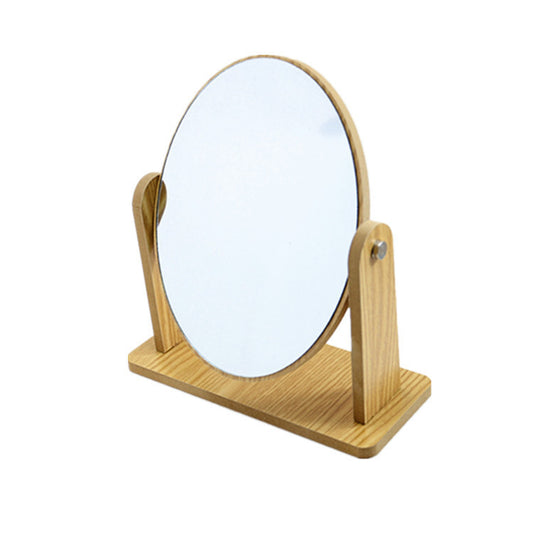 Rotating Wooden Makeup Mirror