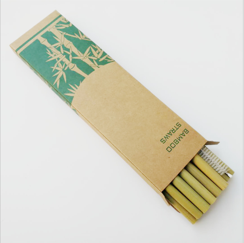 Green Yellow Bamboo Straw